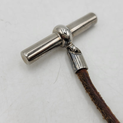 【中古品】【メンズ/レディース】 HERMES エルメス 金具SV グレナン チョーカー ネックレス アクセサリー 182-260419-as-06-izu カラー：シルバー×ブラウン 万代Net店