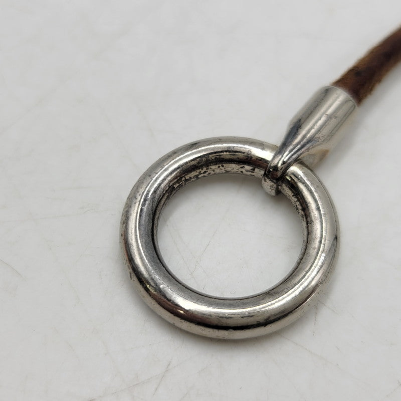 【中古品】【メンズ/レディース】 HERMES エルメス 金具SV グレナン チョーカー ネックレス アクセサリー 182-260419-as-06-izu カラー：シルバー×ブラウン 万代Net店
