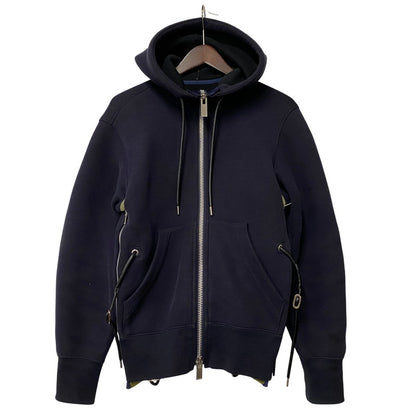 【現状渡し品】【メンズ】 SACAI サカイ 19-04780 19AW SPONGY SWEAT HOODIE スポンジ― スウェット フーディー トップス 長袖 140-260419-cs-04-izu サイズ：1 カラー：ネイビー×オリーブ 万代Net店