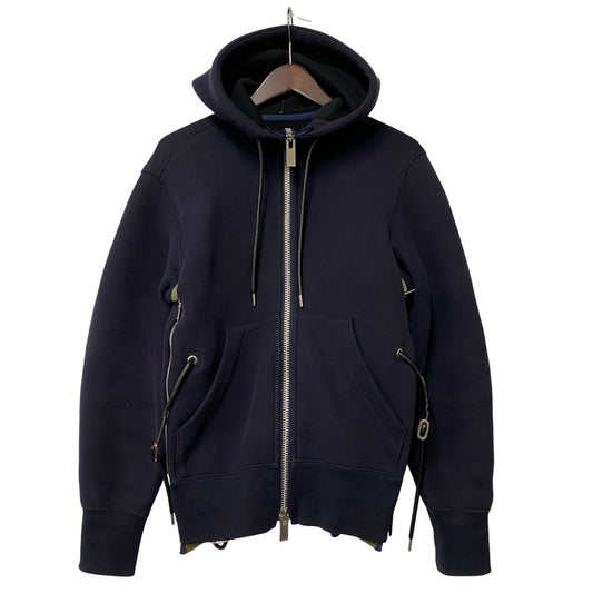 【現状渡し品】【メンズ】 SACAI サカイ 19-04780 19AW SPONGY SWEAT HOODIE スポンジ― スウェット フーディー トップス 長袖 140-260419-cs-04-izu サイズ：1 カラー：ネイビー×オリーブ 万代Net店