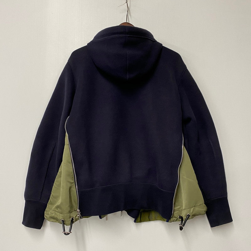 【現状渡し品】【メンズ】 SACAI サカイ 19-04780 19AW SPONGY SWEAT HOODIE スポンジ― スウェット フーディー トップス 長袖 140-260419-cs-04-izu サイズ：1 カラー：ネイビー×オリーブ 万代Net店