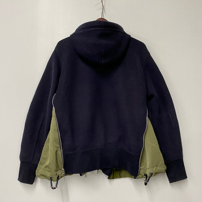 【現状渡し品】【メンズ】 SACAI サカイ 19-04780 19AW SPONGY SWEAT HOODIE スポンジ― スウェット フーディー トップス 長袖 140-260419-cs-04-izu サイズ：1 カラー：ネイビー×オリーブ 万代Net店