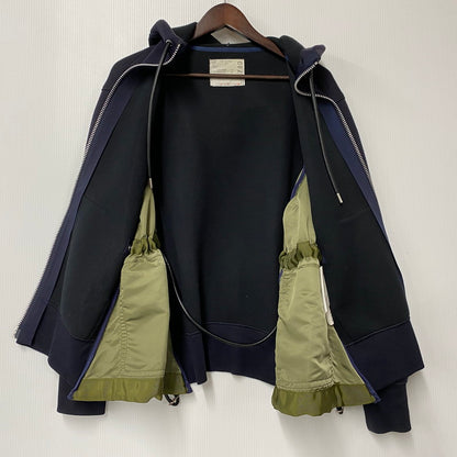 【現状渡し品】【メンズ】 SACAI サカイ 19-04780 19AW SPONGY SWEAT HOODIE スポンジ― スウェット フーディー トップス 長袖 140-260419-cs-04-izu サイズ：1 カラー：ネイビー×オリーブ 万代Net店