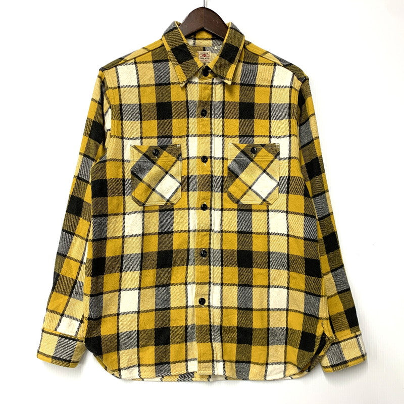 【中古品】【メンズ】 FLANNEL CHECK SHIRT SC27393 フランネル チェック シャツ 長袖 トップス 145-260420-as-19-izu サイズ：M カラー：イエロー系 万代Net店
