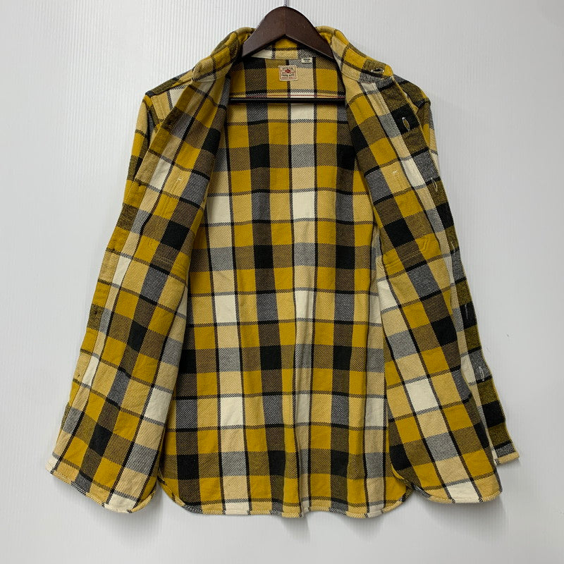 【中古品】【メンズ】 FLANNEL CHECK SHIRT SC27393 フランネル チェック シャツ 長袖 トップス 145-260420-as-19-izu サイズ：M カラー：イエロー系 万代Net店