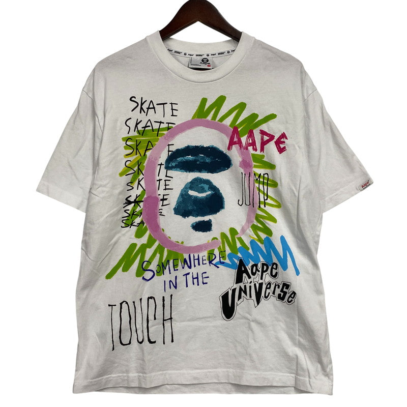 【中古品】【メンズ】 AAPE BY A BATHING APE エーエイプ バイ ア ベイシング エイプ AAPTEM1432XXO AAPE THEME MAIN TEE エーエイプ テーマ メイン Tシャツ トップス 半袖 142-260423-ya-09-izu サイズ：S カラー：WHITE 万代Net店