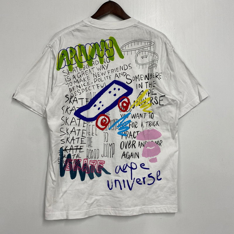 【中古品】【メンズ】 AAPE BY A BATHING APE エーエイプ バイ ア ベイシング エイプ AAPTEM1432XXO AAPE THEME MAIN TEE エーエイプ テーマ メイン Tシャツ トップス 半袖 142-260423-ya-09-izu サイズ：S カラー：WHITE 万代Net店