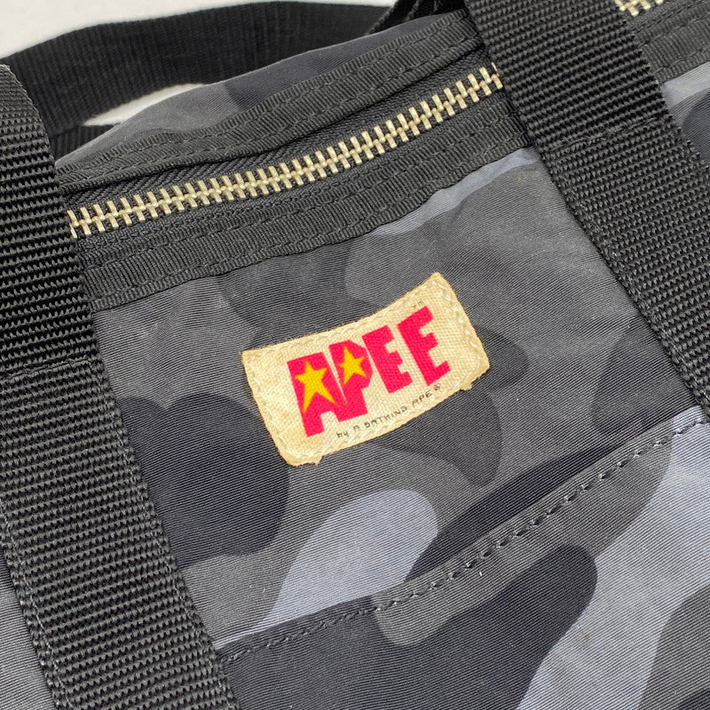 【中古品】【メンズ/レディース】 APE BY A BATHING APE エイプ バイ アベイシングエイプ MINI BOSTON BAG ミニ ボストン バッグ カバン 鞄 188-260421-cs-06-izu カラー：ブラック系 万代Net店