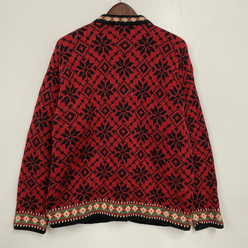 【中古品】【メンズ】 L.L.BEAN エルエルビーン 80S USA製 NORDIC CARDIGAN ノルディック カーディガン トップス ニット 146-260423-ya-12-izu サイズ：M カラー：レッド 万代Net店