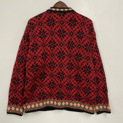 【中古品】【メンズ】 L.L.BEAN エルエルビーン 80S USA製 NORDIC CARDIGAN ノルディック カーディガン トップス ニット 146-260423-ya-12-izu サイズ：M カラー：レッド 万代Net店