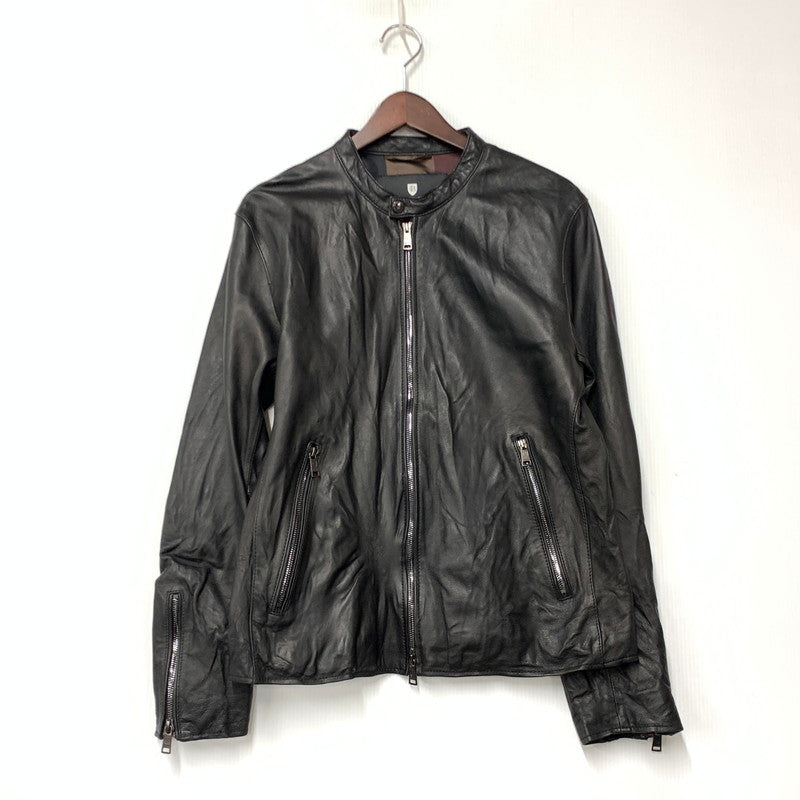 【中古品】【メンズ】 BLACK LABEL CRESTBRIDGE ブラックレーベル クレストブリッジ 51F01-601-09 LEATHER SINGLE RIDERS JACKET レザーシングル ライダース ジャケット アウター 141-260421-ya-05-izu サイズ：L カラー：BLACK 万代Net店