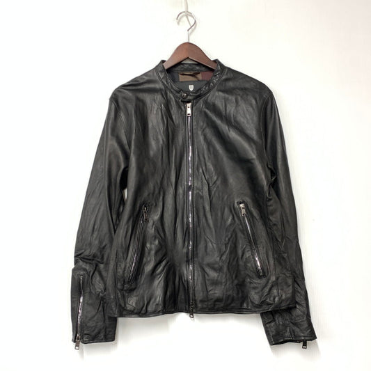 【中古品】【メンズ】 BLACK LABEL CRESTBRIDGE ブラックレーベル クレストブリッジ 51F01-601-09 LEATHER SINGLE RIDERS JACKET レザーシングル ライダース ジャケット アウター 141-260421-ya-05-izu サイズ：L カラー：BLACK 万代Net店