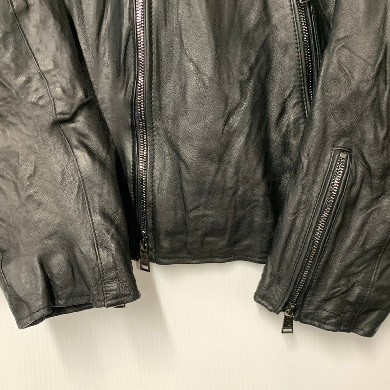 【中古品】【メンズ】 BLACK LABEL CRESTBRIDGE ブラックレーベル クレストブリッジ 51F01-601-09 LEATHER SINGLE RIDERS JACKET レザーシングル ライダース ジャケット アウター 141-260421-ya-05-izu サイズ：L カラー：BLACK 万代Net店