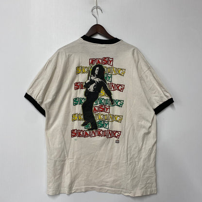 【現状渡し品】【メンズ】 ANVIL アンビル USA製 BOB MARLEY EASY SKANKING RINGER TEE ボブ・マーリー リンガー Tシャツ トップス 半袖 146-260424-kh-03-izu サイズ：XL カラー：ホワイト 万代Net店