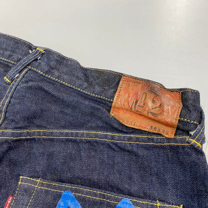【中古品】【メンズ】 EVISU エヴィス LOT.2001 NO.2 渋谷限定 忠犬ハチ公 PRINT BUTTONFLY DENIM PANTS プリント ボタンフライ デニム パンツ ボトムス 156-260424-kh-01-izu サイズ：38×35 カラー：インディゴ 万代Net店