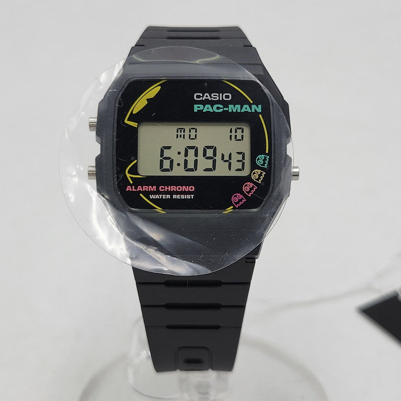 【中古美品】【メンズ/レディース】 CASIO カシオ × PAC-MAN パックマン DIGITAL QUARTZ F-91WPC-1ADR デジタルクオーツ 腕時計 199-260529-as-16-izu サイズ：38.2 × 35.2 × 8.5 mm カラー：ブラック 万代Net店