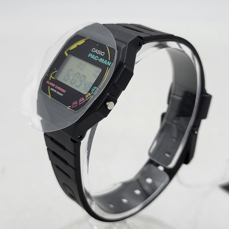 【中古美品】【メンズ/レディース】 CASIO カシオ × PAC-MAN パックマン DIGITAL QUARTZ F-91WPC-1ADR デジタルクオーツ 腕時計 199-260529-as-16-izu サイズ：38.2 × 35.2 × 8.5 mm カラー：ブラック 万代Net店