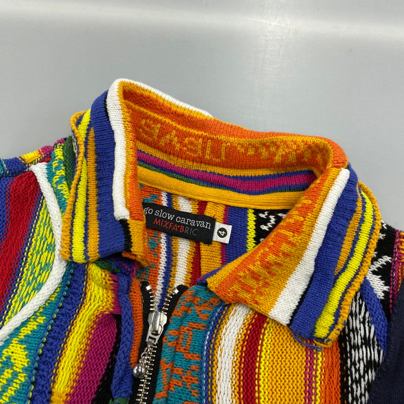 【中古品】【メンズ】 GO SLOW CARAVAN ゴースローキャラバン 350256 HEAVY SWEAT×CRAZY KNIT BIG HALF ZIP ヘビー スウェット クレイジー ニット ビッグ ハーフ ジップ トップス 144-260425-kh-01-izu サイズ：4 カラー：マルチ 万代Net店