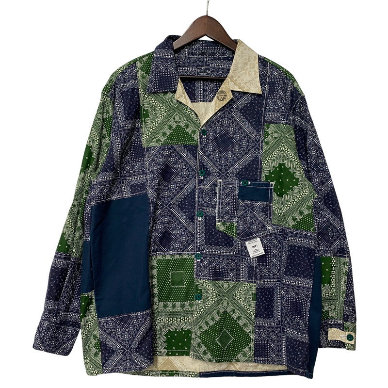 【中古品】【メンズ】 WEARABLE FILM ウェアラブルフィルム REMAKE PAISLEY PATTERN LS SHIRT リメイク ペイズリー パターン ロングスリーブ シャツ トップス 長袖 146-260425-kh-03-izu カラー：ネイビー×グリーン 万代Net店