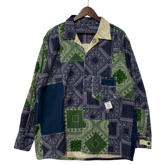【中古品】【メンズ】 WEARABLE FILM ウェアラブルフィルム REMAKE PAISLEY PATTERN LS SHIRT リメイク ペイズリー パターン ロングスリーブ シャツ トップス 長袖 146-260425-kh-03-izu カラー：ネイビー×グリーン 万代Net店