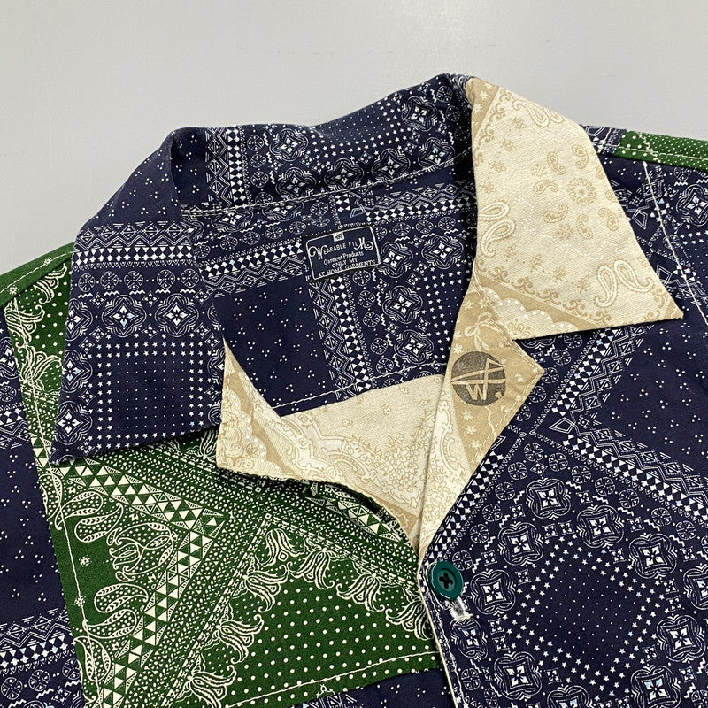 【中古品】【メンズ】 WEARABLE FILM ウェアラブルフィルム REMAKE PAISLEY PATTERN LS SHIRT リメイク ペイズリー パターン ロングスリーブ シャツ トップス 長袖 146-260425-kh-03-izu カラー：ネイビー×グリーン 万代Net店