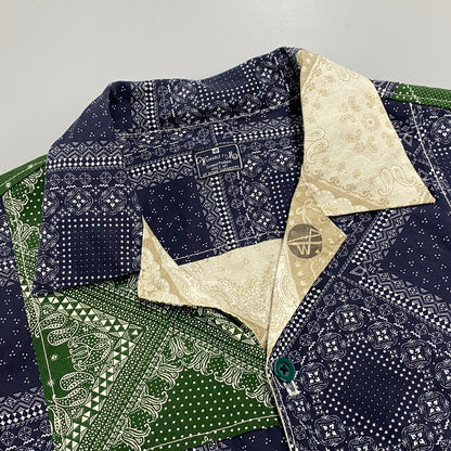 【中古品】【メンズ】 WEARABLE FILM ウェアラブルフィルム REMAKE PAISLEY PATTERN LS SHIRT リメイク ペイズリー パターン ロングスリーブ シャツ トップス 長袖 146-260425-kh-03-izu カラー：ネイビー×グリーン 万代Net店