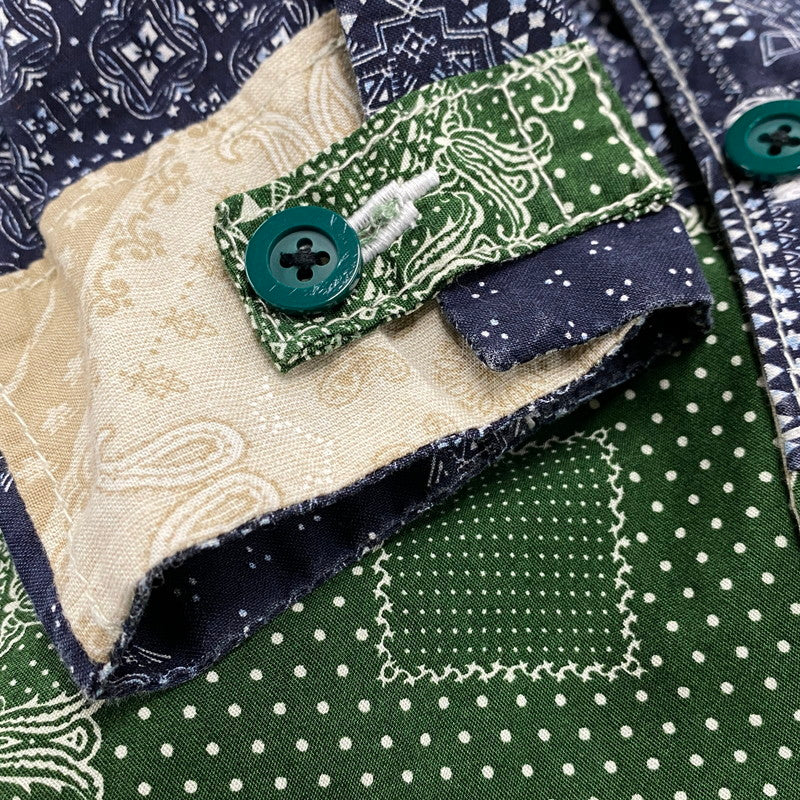【中古品】【メンズ】 WEARABLE FILM ウェアラブルフィルム REMAKE PAISLEY PATTERN LS SHIRT リメイク ペイズリー パターン ロングスリーブ シャツ トップス 長袖 146-260425-kh-03-izu カラー：ネイビー×グリーン 万代Net店