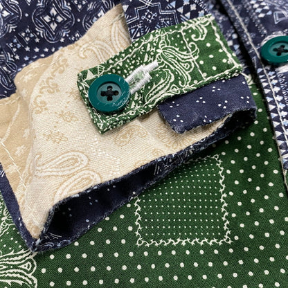【中古品】【メンズ】 WEARABLE FILM ウェアラブルフィルム REMAKE PAISLEY PATTERN LS SHIRT リメイク ペイズリー パターン ロングスリーブ シャツ トップス 長袖 146-260425-kh-03-izu カラー：ネイビー×グリーン 万代Net店