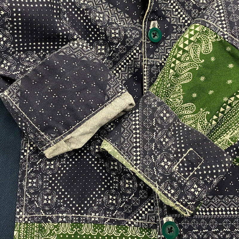 【中古品】【メンズ】 WEARABLE FILM ウェアラブルフィルム REMAKE PAISLEY PATTERN LS SHIRT リメイク ペイズリー パターン ロングスリーブ シャツ トップス 長袖 146-260425-kh-03-izu カラー：ネイビー×グリーン 万代Net店