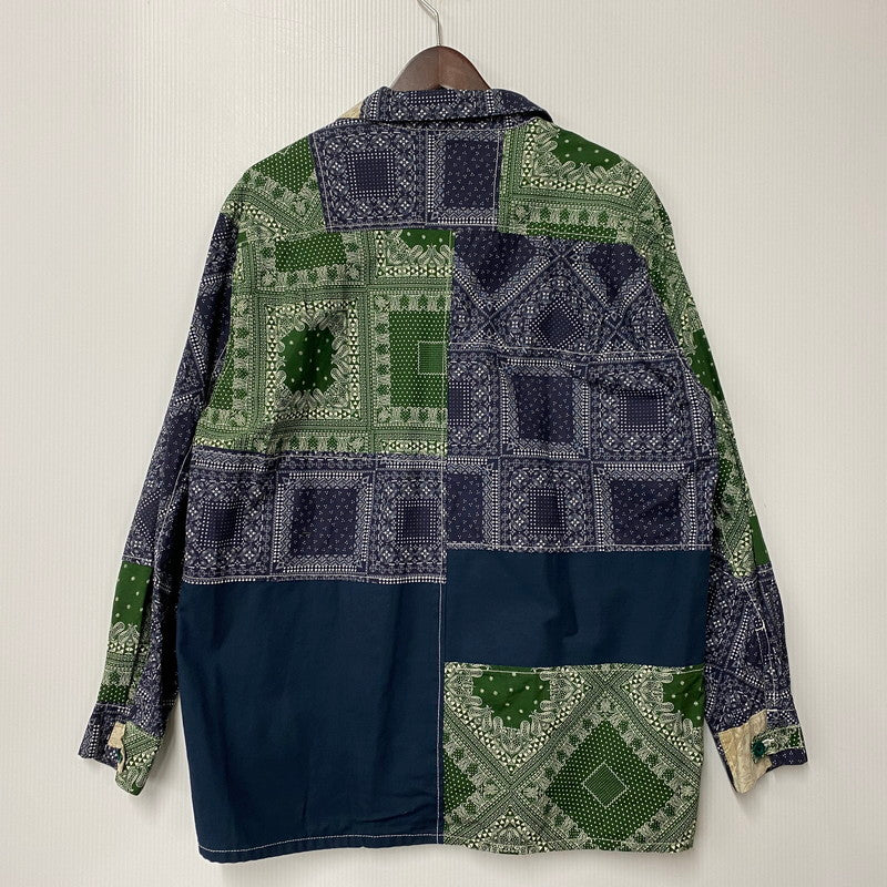 【中古品】【メンズ】 WEARABLE FILM ウェアラブルフィルム REMAKE PAISLEY PATTERN LS SHIRT リメイク ペイズリー パターン ロングスリーブ シャツ トップス 長袖 146-260425-kh-03-izu カラー：ネイビー×グリーン 万代Net店