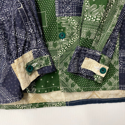 【中古品】【メンズ】 WEARABLE FILM ウェアラブルフィルム REMAKE PAISLEY PATTERN LS SHIRT リメイク ペイズリー パターン ロングスリーブ シャツ トップス 長袖 146-260425-kh-03-izu カラー：ネイビー×グリーン 万代Net店