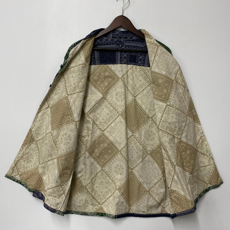 【中古品】【メンズ】 WEARABLE FILM ウェアラブルフィルム REMAKE PAISLEY PATTERN LS SHIRT リメイク ペイズリー パターン ロングスリーブ シャツ トップス 長袖 146-260425-kh-03-izu カラー：ネイビー×グリーン 万代Net店