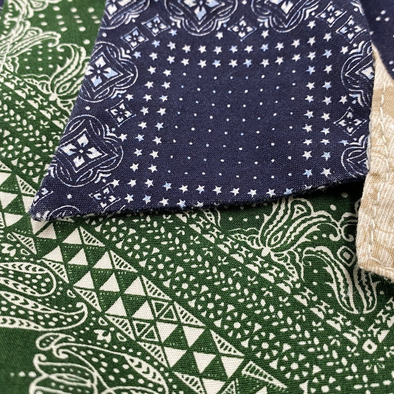 【中古品】【メンズ】 WEARABLE FILM ウェアラブルフィルム REMAKE PAISLEY PATTERN LS SHIRT リメイク ペイズリー パターン ロングスリーブ シャツ トップス 長袖 146-260425-kh-03-izu カラー：ネイビー×グリーン 万代Net店