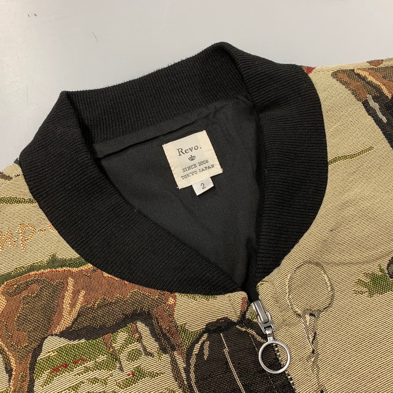 【中古品】【メンズ】 REVO. レヴォ ゴブラン織り 馬柄 ZIPUP BLOUSON JACKET ジップアップ ブルゾン ジャケット アウター 147-260425-cs-14-izu サイズ：2 カラー：マルチ 万代Net店