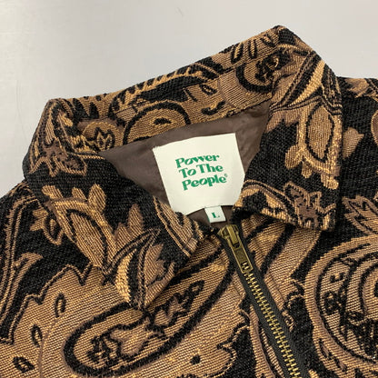 【中古品】【メンズ】 POWER TO THE PEOPLE パワートゥーザピープル PAISLEY PATTERN ZIPUP JACKET ペイズリー パターン ジップアップ ジャケット アウター 147-260425-cs-15-izu サイズ：L カラー：ブラウン×ブラック 万代Net店