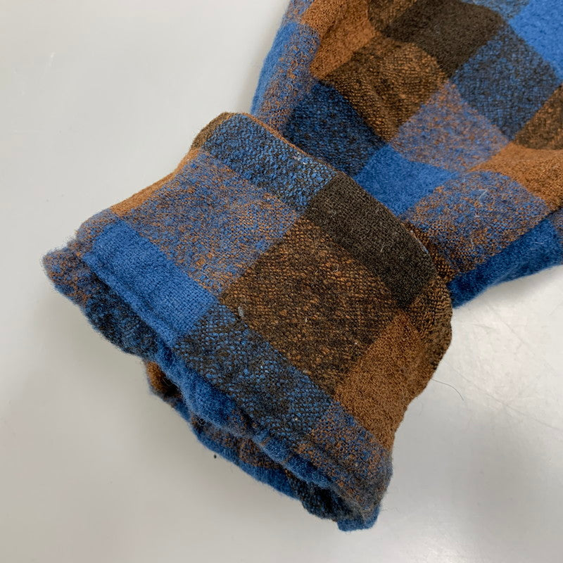 【中古品】【メンズ】 TENDERLOIN テンダーロイン T-WOOL CHECK LS SHIRT ティーウール チェック ロングスリーブ シャツ トップス 長袖 142-260424-cs-01-izu サイズ：S カラー：ブルー×ブラウン 万代Net店