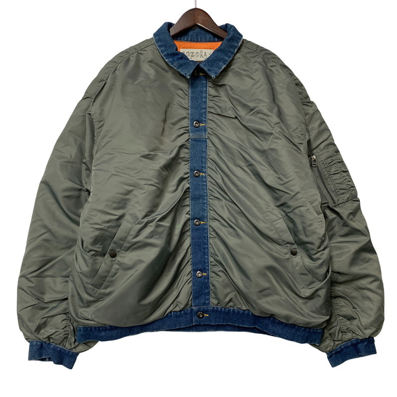 【中古品】【メンズ】 AOZORA アオゾラ 790204 デニム切替 MA-1 FLIGHT JACKET フライト ジャケット アウター 147-260424-cs-07-izu サイズ：4 カラー：カーキ×インディゴ 万代Net店