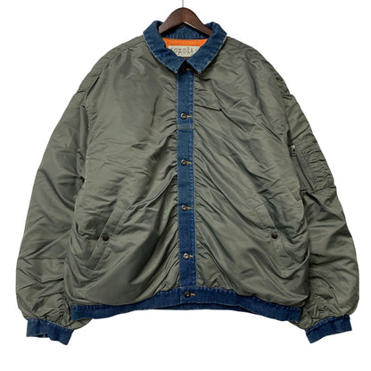 【中古品】【メンズ】 AOZORA アオゾラ 790204 デニム切替 MA-1 FLIGHT JACKET フライト ジャケット アウター 147-260424-cs-07-izu サイズ：4 カラー：カーキ×インディゴ 万代Net店