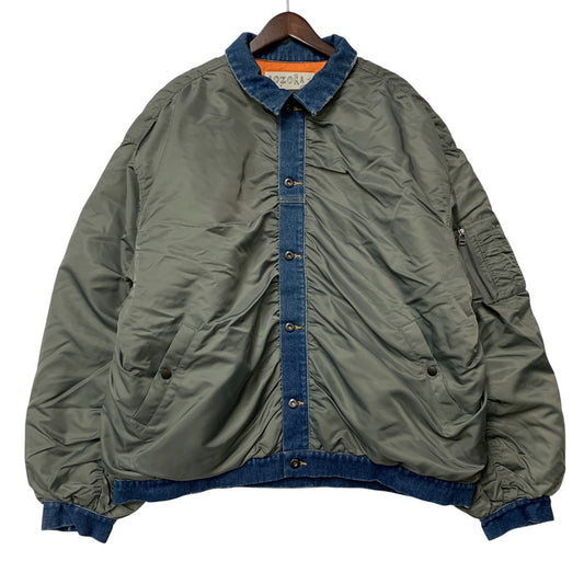 【中古品】【メンズ】 AOZORA アオゾラ 790204 デニム切替 MA-1 FLIGHT JACKET フライト ジャケット アウター 147-260424-cs-07-izu サイズ：4 カラー：カーキ×インディゴ 万代Net店