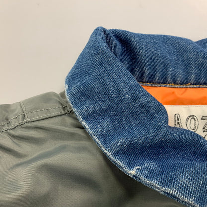 【中古品】【メンズ】 AOZORA アオゾラ 790204 デニム切替 MA-1 FLIGHT JACKET フライト ジャケット アウター 147-260424-cs-07-izu サイズ：4 カラー：カーキ×インディゴ 万代Net店