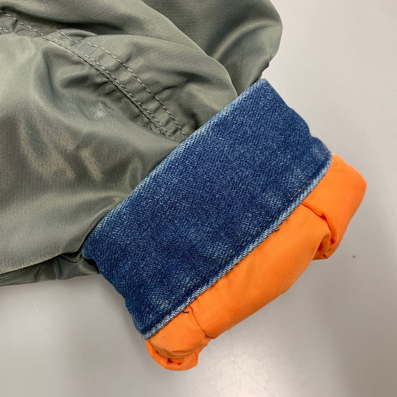 【中古品】【メンズ】 AOZORA アオゾラ 790204 デニム切替 MA-1 FLIGHT JACKET フライト ジャケット アウター 147-260424-cs-07-izu サイズ：4 カラー：カーキ×インディゴ 万代Net店