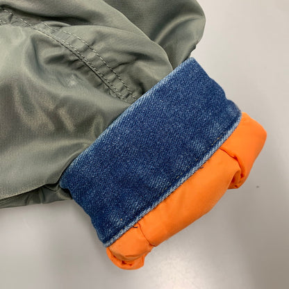 【中古品】【メンズ】 AOZORA アオゾラ 790204 デニム切替 MA-1 FLIGHT JACKET フライト ジャケット アウター 147-260424-cs-07-izu サイズ：4 カラー：カーキ×インディゴ 万代Net店