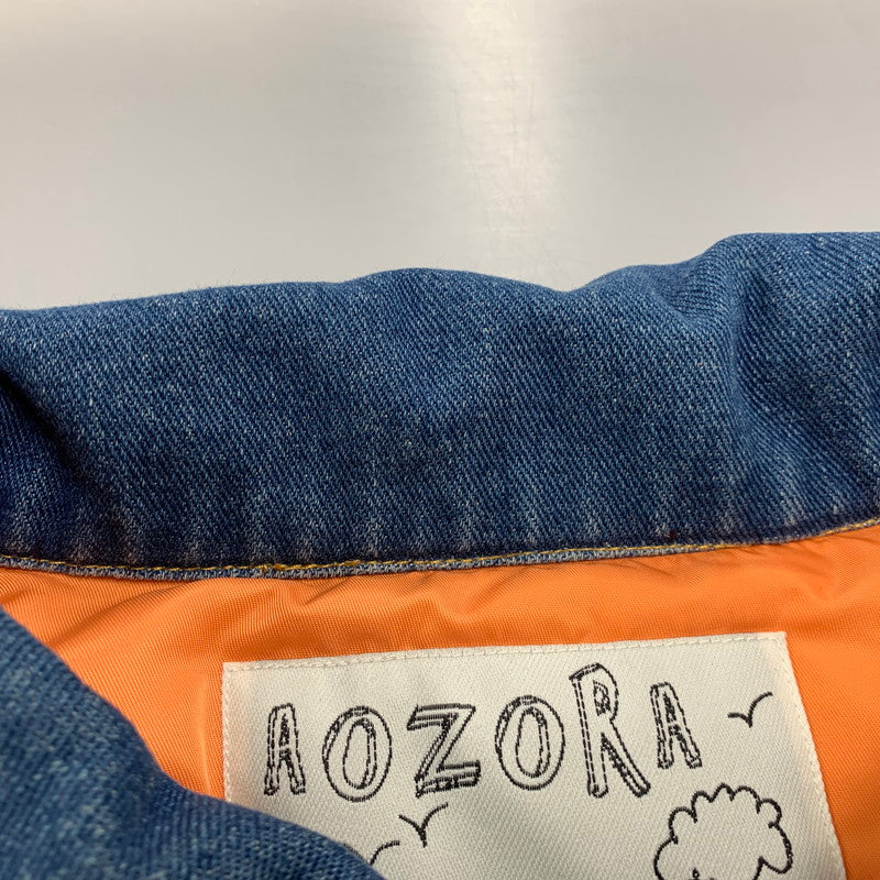 【中古品】【メンズ】 AOZORA アオゾラ 790204 デニム切替 MA-1 FLIGHT JACKET フライト ジャケット アウター 147-260424-cs-07-izu サイズ：4 カラー：カーキ×インディゴ 万代Net店