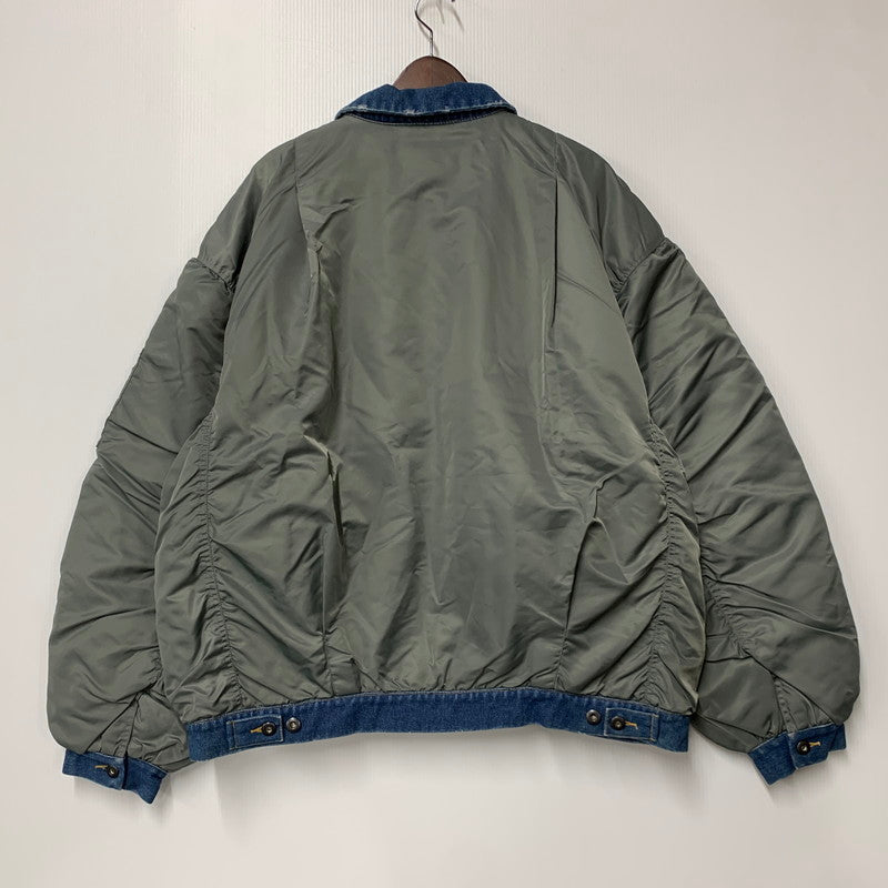 【中古品】【メンズ】 AOZORA アオゾラ 790204 デニム切替 MA-1 FLIGHT JACKET フライト ジャケット アウター 147-260424-cs-07-izu サイズ：4 カラー：カーキ×インディゴ 万代Net店