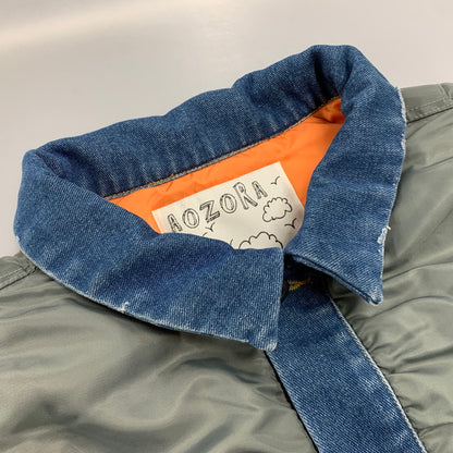 【中古品】【メンズ】 AOZORA アオゾラ 790204 デニム切替 MA-1 FLIGHT JACKET フライト ジャケット アウター 147-260424-cs-07-izu サイズ：4 カラー：カーキ×インディゴ 万代Net店