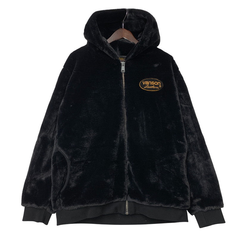 【中古品】【メンズ】 VANSON バンソン FAKE FUR BONE ZIPUP HOODIE フェイク ファー ジップアップ フーディー トップス 長袖 145-260424-cs-08-izu サイズ：L カラー：ブラック 万代Net店