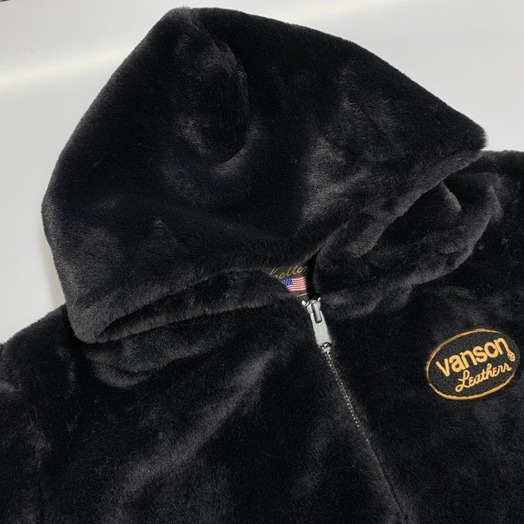 【中古品】【メンズ】 VANSON バンソン FAKE FUR BONE ZIPUP HOODIE フェイク ファー ジップアップ フーディー トップス 長袖 145-260424-cs-08-izu サイズ：L カラー：ブラック 万代Net店