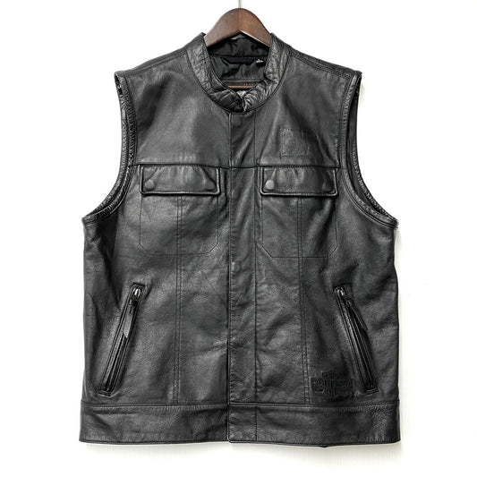 【中古品】【メンズ】 HARLEY-DAVIDSON ハーレーダビッドソン 98090-15VM FOSTER LEATHER VEST フォスター レザー ベスト トップス 146-260426-kh-06-izu サイズ：L カラー：ブラック 万代Net店