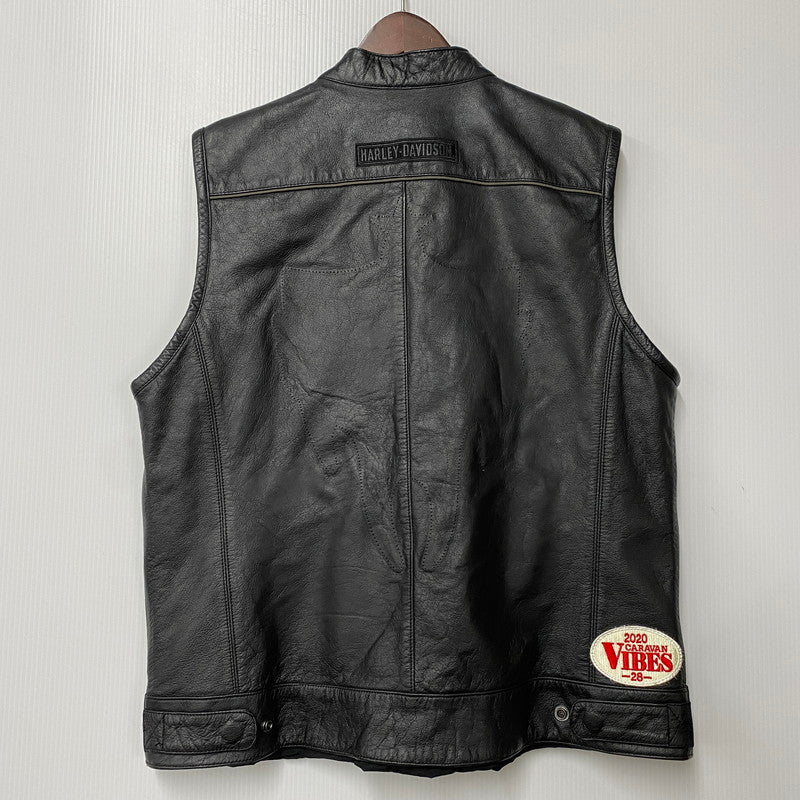 【中古品】【メンズ】 HARLEY-DAVIDSON ハーレーダビッドソン 98090-15VM FOSTER LEATHER VEST フォスター レザー ベスト トップス 146-260426-kh-06-izu サイズ：L カラー：ブラック 万代Net店