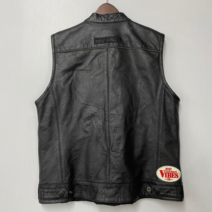 【中古品】【メンズ】 HARLEY-DAVIDSON ハーレーダビッドソン 98090-15VM FOSTER LEATHER VEST フォスター レザー ベスト トップス 146-260426-kh-06-izu サイズ：L カラー：ブラック 万代Net店